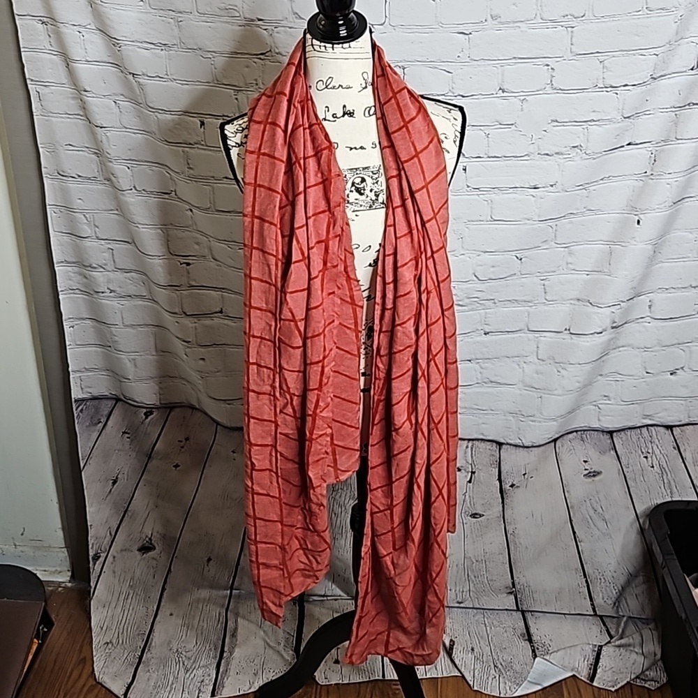 RVCA Brick Red Window Pane Lightweight Blanket Scarf